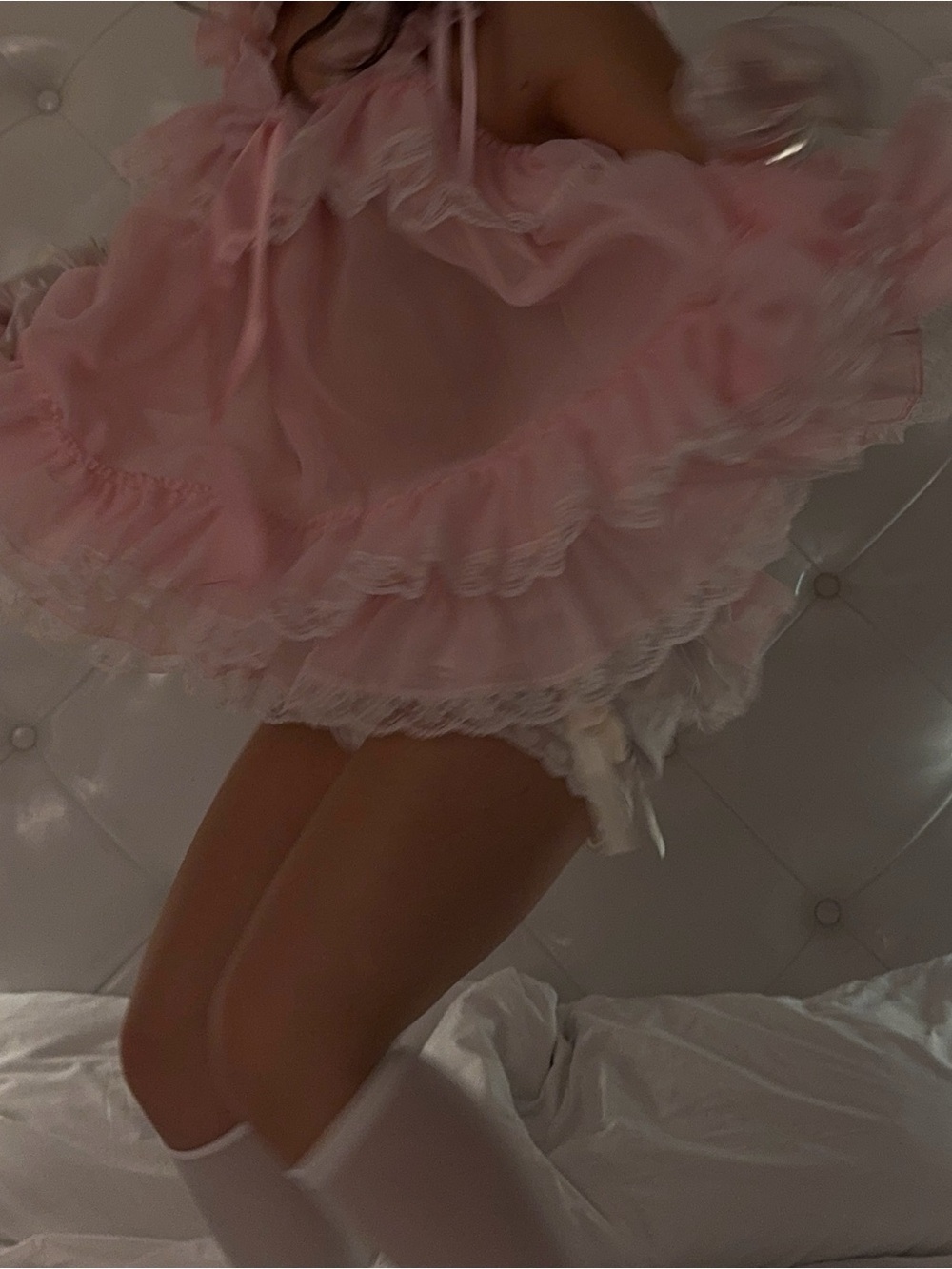 Pink Ruffle Lace Bow Dress - Picture 3 of 5